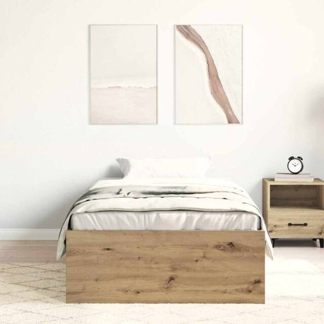 Berkfield Home Durable Bed Frame without Mattress Artisan Oak 90x200cm Engineere in Brown - Size: 90x200 cm - image 1