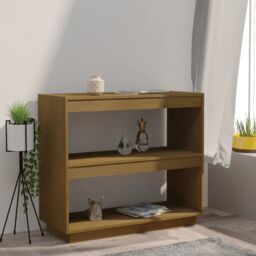 Berkfield Home Book Cabinet Honey Brown 80x35x71 cm Solid Pinewood - Size: 80 x 35 x 71 cm - thumbnail 3