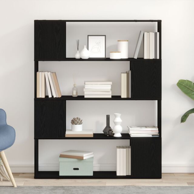 Berkfield Home TV Cabinet Black Oak Engineered Wood 100 x 24 x 124 cm - image 1