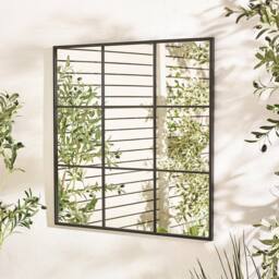 FurnitureboxUK Yoko Black Medium Window 80x80cm Garden Mirror - Size: 80x80 cm - thumbnail 1