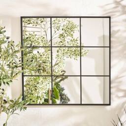 FurnitureboxUK Yoko Black Medium Window 80x80cm Garden Mirror - Size: 80x80 cm - thumbnail 2