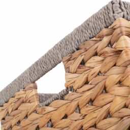 Red Hamper Water Hyacinth Water Hyacinth With Grey Rope Border Rectangular Storage Basket in Brown - Size: Small - thumbnail 4
