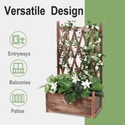 FLAVORA 64x35x115cm Wooden Garden Planter in Brown - Size: 100g - thumbnail 4