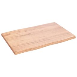 Berkfield Home Table Top Light Brown 60x40x2 cm Treated Solid Wood Oak Live Edge - Size: 60 x 40 x 2 cm - thumbnail 2