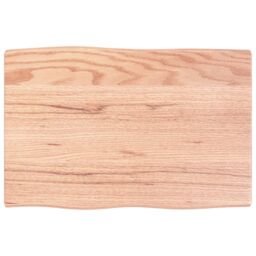 Berkfield Home Table Top Light Brown 60x40x2 cm Treated Solid Wood Oak Live Edge - Size: 60 x 40 x 2 cm - thumbnail 1