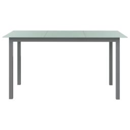 Berkfield Home Garden Table Light Grey 150x90x74 cm Aluminium & Glass - Size: 150 x 90 x 74 cm - thumbnail 2