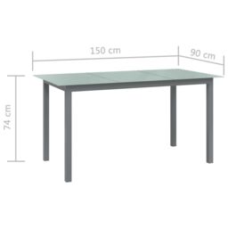 Berkfield Home Garden Table Light Grey 150x90x74 cm Aluminium & Glass - Size: 150 x 90 x 74 cm - thumbnail 5