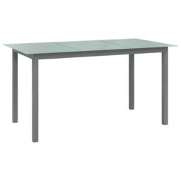 Berkfield Home Garden Table Light Grey 150x90x74 cm Aluminium & Glass - Size: 150 x 90 x 74 cm - thumbnail 1