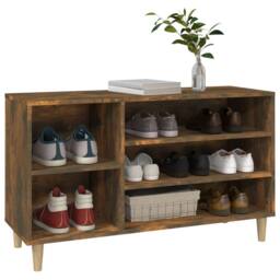 Berkfield Home Shoe Cabinet Smoked Oak 102x36x60 cm Engineered Wood in Brown - Size: 102 x 36 x 60 cm - thumbnail 4