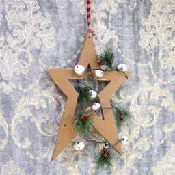 Shatchi Wooden Hanging Decoration Star Shape Light Brown 18X1.2X26 CM - thumbnail 5