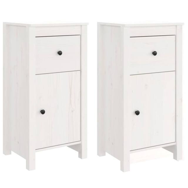 Berkfield Home Sideboards 2 pcs White 40x35x80 cm Solid Wood Pine - Size: 40 x 35 x 80 cm - image 1