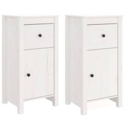 Berkfield Home Sideboards 2 pcs White 40x35x80 cm Solid Wood Pine - Size: 40 x 35 x 80 cm - thumbnail 1