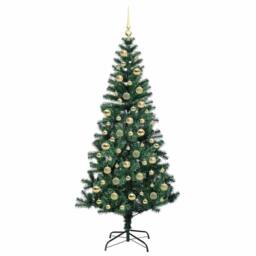 Berkfield Home Artificial Pre-lit Christmas Tree Green 210 cm PVC & Metal - thumbnail 4