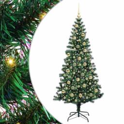 Berkfield Home Artificial Pre-lit Christmas Tree Green 210 cm PVC & Metal - thumbnail 2