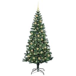 Berkfield Home Artificial Pre-lit Christmas Tree Green 210 cm PVC & Metal - thumbnail 3