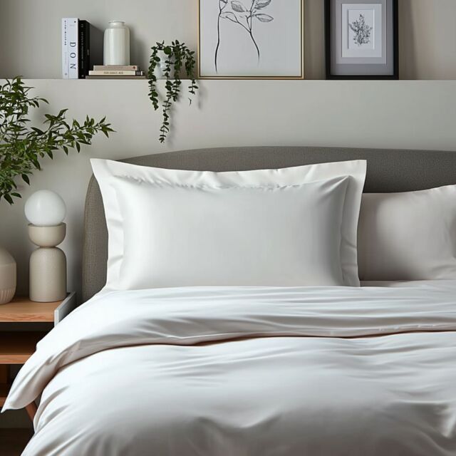 Snug City Luxury 400TC Sateen Cotton Oxford Pillowcase Pair Hotel Quality in White - Size: Standard Pillow Case - image 1