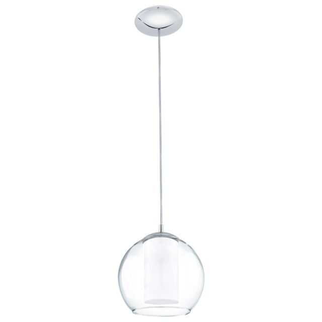 Loops Pendant Light Colour Chrome Shade White Clear Satin Glass Glass Bulb E27 1x60W - image 1