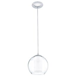 Loops Pendant Light Colour Chrome Shade White Clear Satin Glass Glass Bulb E27 1x60W - thumbnail 1