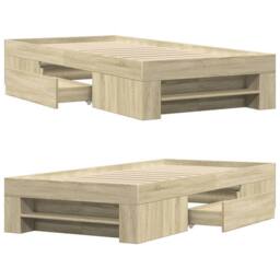 Berkfield Home Bed Frame without Mattress Sonoma Oak 100x200 cm Engineered Wood in Light Oak - thumbnail 8