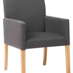 Wyld and Coco Grey Fabric Dining Chair with Arms and Rubberwood Legs - thumbnail 2