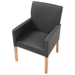 Wyld and Coco Grey Fabric Dining Chair with Arms and Rubberwood Legs - thumbnail 6