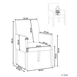 Wyld and Coco Grey Fabric Dining Chair with Arms and Rubberwood Legs - thumbnail 4