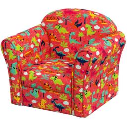 STILVORA Kids Armchair Wooden Frame Red Dinosaur Design - thumbnail 5