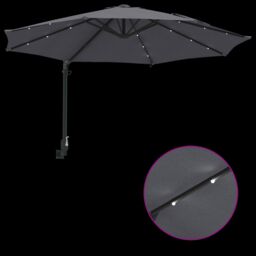 Berkfield Home Wall-mounted Garden Parasol with LEDs Antracite 248 cm - thumbnail 9
