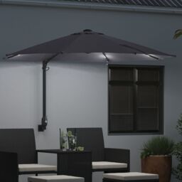 Berkfield Home Wall-mounted Garden Parasol with LEDs Antracite 248 cm - thumbnail 3