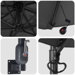 Berkfield Home Wall-mounted Garden Parasol with LEDs Antracite 248 cm - thumbnail 7