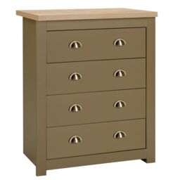 Birlea Chest of Drawers Olive Green Highgate 4 Drawer & Oak - thumbnail 5