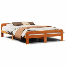 Berkfield Home Bed Frame without Mattress Wax Brown 160x200 cm Solid Wood Pine - thumbnail 1