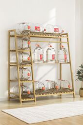 Living and Home Bamboo Clothing Garment Rack 7 Tier Storage Shelf Coat Clothes Hanging Rack in Natural - thumbnail 4