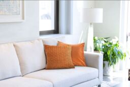 New Edge Blinds Millie Collection Soft Velvet Cushion Cover in Orange - Size: 43 cm x 43 cm - thumbnail 3
