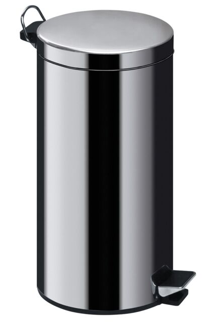 Orsina 30 Litre Stainless Steel Pedal Waste Bin, Hands-Free Kitchen Bin With Chrome Handle, Durable Round Bin in Silver - image 1