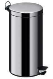 Orsina 30 Litre Stainless Steel Pedal Waste Bin, Hands-Free Kitchen Bin With Chrome Handle, Durable Round Bin in Silver - thumbnail 1