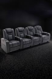 More4Homes Broadway 4 Seater Cinema Electric Recliner Chair USB Charging LED Base in Black - thumbnail 1