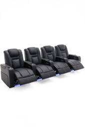 More4Homes Broadway 4 Seater Cinema Electric Recliner Chair USB Charging LED Base in Black - thumbnail 2