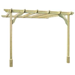 Rutland County Garden Furniture Ltd Wall Mounted Premium Pergola, Wood, L420 x W420 x H270cm, Rustic Brown in Light Green - thumbnail 1