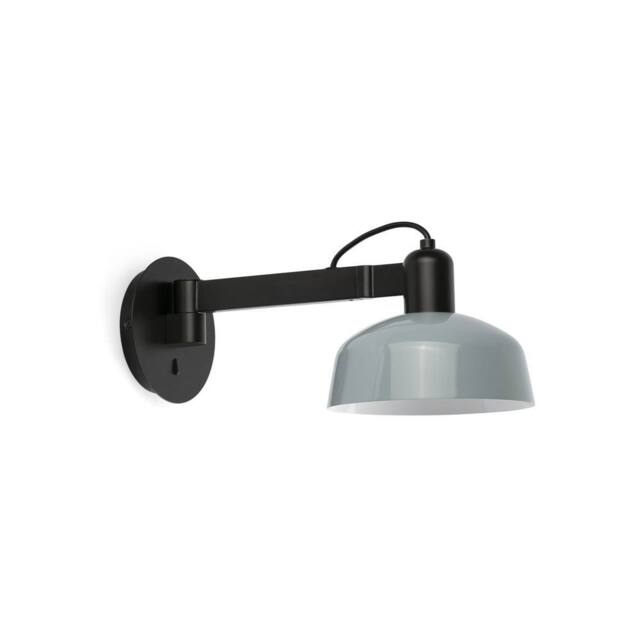 Netlighting Tatawin Arm Dome Wall Lamp Black Gloss Grayish Blue 1x E27