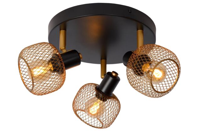 Lucide 'MAREN' Dimmable Rotatable Stylish Retro Ceiling Spotlight 3xE14 in Gold - image 1
