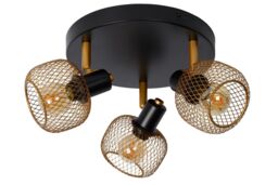 Lucide 'MAREN' Dimmable Rotatable Stylish Retro Ceiling Spotlight 3xE14 in Gold - thumbnail 2