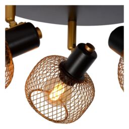 Lucide 'MAREN' Dimmable Rotatable Stylish Retro Ceiling Spotlight 3xE14 in Gold - thumbnail 3