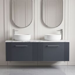 Balterley 2 Drawer Wall Hung Vanity Unit Marble Laminate Worktop, 1200mm in Grey - thumbnail 8
