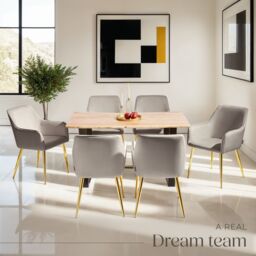 tectake Dining Chair Avane Set Of 4 - Taupe - Size: 4 Pack - thumbnail 8