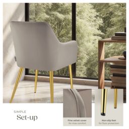 tectake Dining Chair Avane Set Of 4 - Taupe - Size: 4 Pack - thumbnail 4