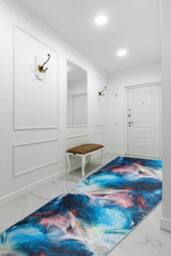 RugsX Anti-Slip Lotus Runner in Blue - Size: 80 cm x 100 cm - thumbnail 3