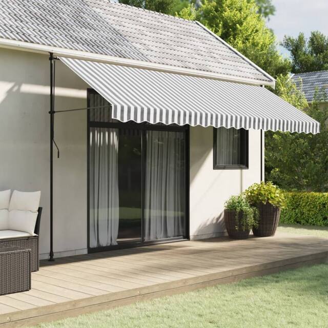 Berkfield Home Replacement Fabric for Awning Valance Anthracite & White Stripe 4.5 m in Black - image 1