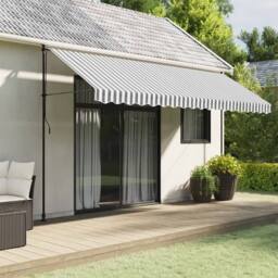 Berkfield Home Replacement Fabric for Awning Valance Anthracite & White Stripe 4.5 m in Black - thumbnail 1