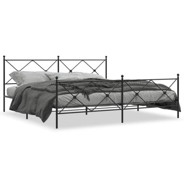 Berkfield Home Metal Bed Frame without Mattress with Footboard Black 193x203cm - Size: 193x203 cm - image 1